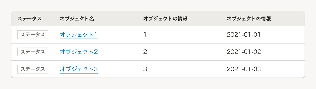 スクリーンショット: オブジェクトの情報の表現